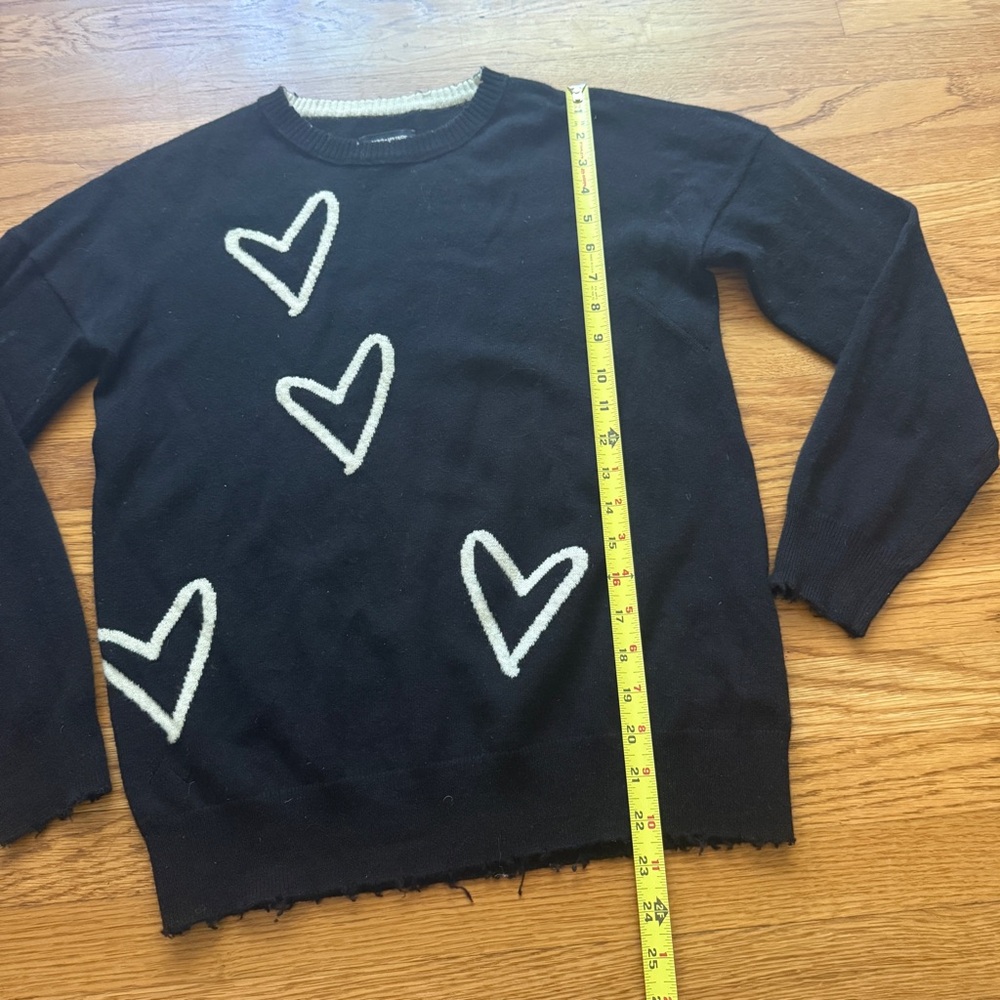 Zadig & Voltaire black wool cashmere hearts sweater S - Picture 3 of 8